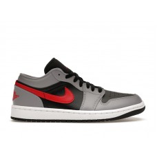 Женские кроссовки Jordan 1 Low Cement Grey Fire Red (W)