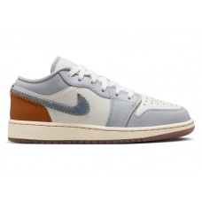Подростковые Jordan 1 Low SE Phantom Coconut Milk Amber Brown Light Armory Blue (GS)