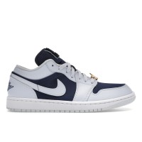 Женские кроссовки Jordan 1 Low SE Football Grey White Gym Red Midnight Navy (W)