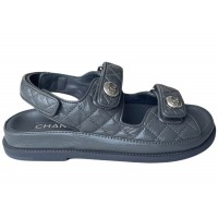 Женские Chanel Quilted Dad Sandal Grey Leather (W)