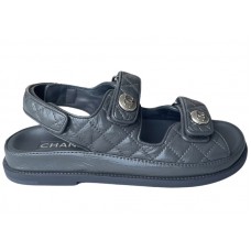 Женские Chanel Quilted Dad Sandal Grey Leather (W)