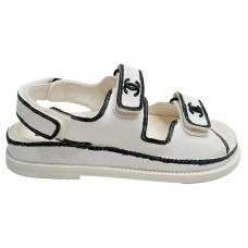 Chanel Dad Sandals White Leather