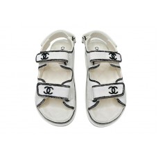 Chanel Dad Sandals White Leather