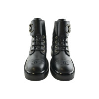 Chanel Quilted Combat Boot Black Leather