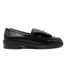 Chanel Quilted Tab Loafers Black Leather