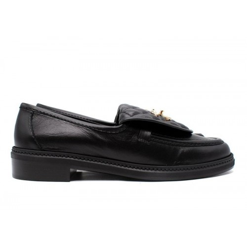 Chanel Quilted Tab Loafers Black Leather - мужская сетка размеров