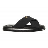 Chanel Puffy Sandal Black Fabric