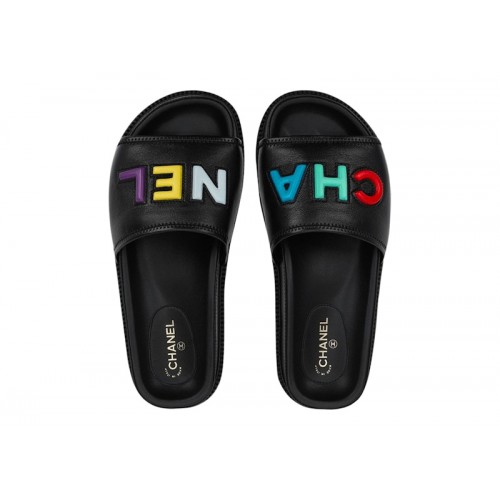 Chanel Logo Mule Sandal Black Leather - мужская сетка размеров