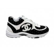 Chanel CC Embossed Logo Black White Suede