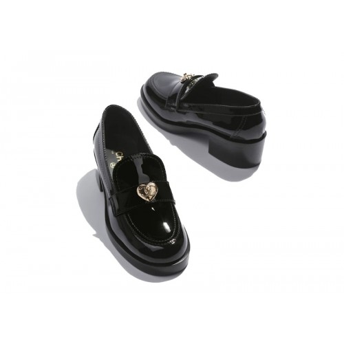 Chanel Heart CC 50mm Loafers Black Patent Calfskin - мужская сетка размеров