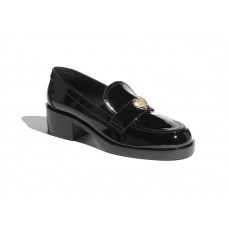 Chanel Heart CC 50mm Loafers Black Patent Calfskin
