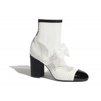 Chanel Resille 90mm Mary Janes White Black Patent Calfskin