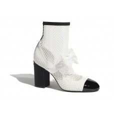 Chanel Resille 90mm Mary Janes White Black Patent Calfskin