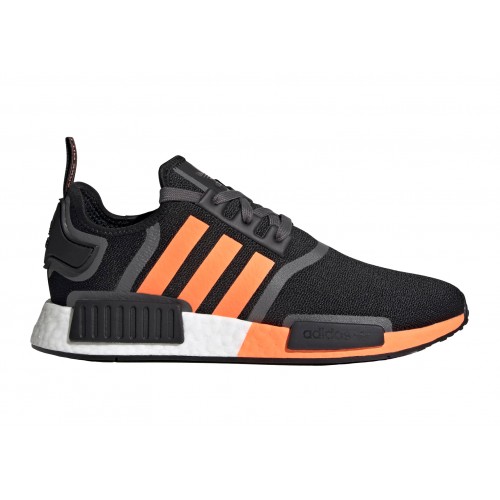 Кроссы adidas NMD R1 Black Screaming Orange - мужская сетка размеров