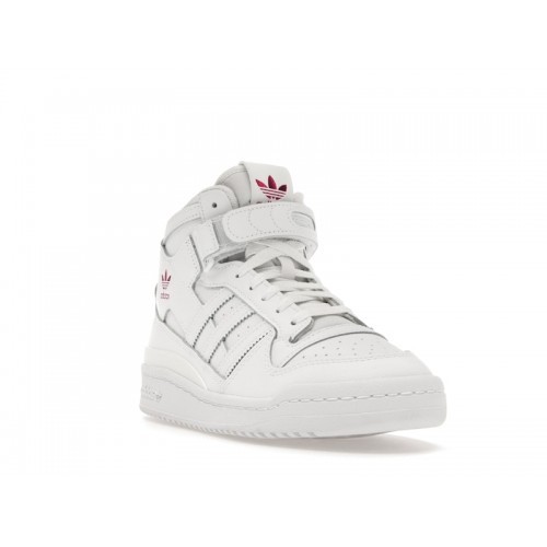 Кроссы adidas Forum Mid White Shock Pink (W) - женская сетка размеров