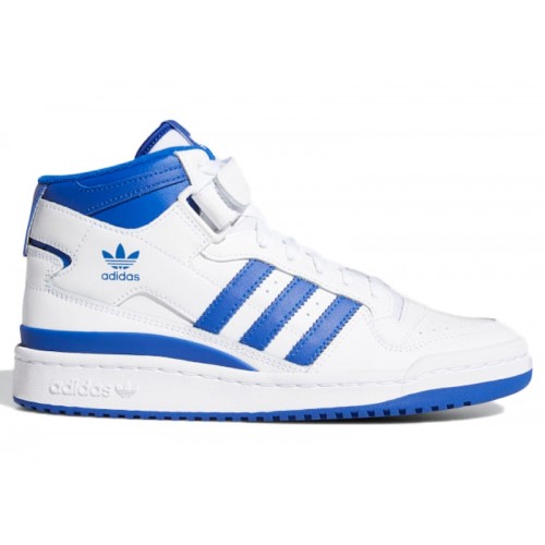 Кроссы adidas Forum Mid White Royal Blue (W) - женская сетка размеров