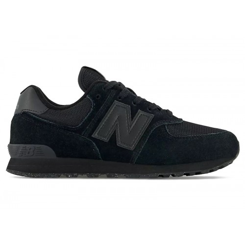 Кроссы New Balance 574 Core Triple Black (GS) - подростковая сетка размеров