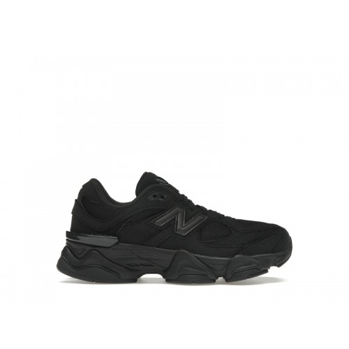 Кроссы New Balance 9060 Triple Black (GS) - подростковая сетка размеров