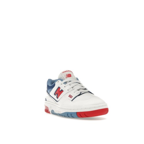 Кроссы New Balance 550 White True Red Atlantic Blue (GS) - подростковая сетка размеров