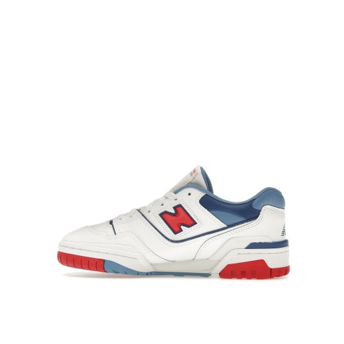 Кроссы New Balance 550 White True Red Atlantic Blue (GS) - подростковая сетка размеров