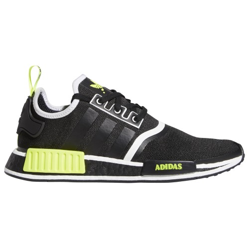 Кроссы adidas NMD R1 Black Solar Yellow - мужская сетка размеров