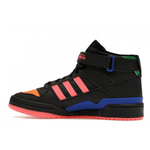 Кроссы adidas Forum Mid Core Black Multicolor - мужская сетка размеров