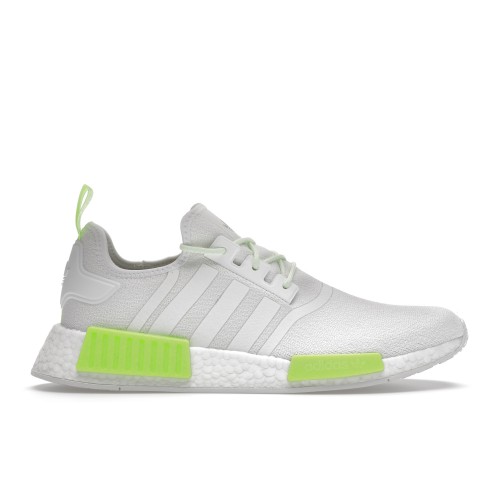 Кроссы adidas NMD R1 Crystal White Solar Green - мужская сетка размеров