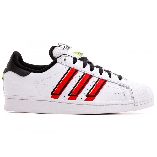 Кроссы adidas Superstar Cloud White Outlined Red Stripes - мужская сетка размеров