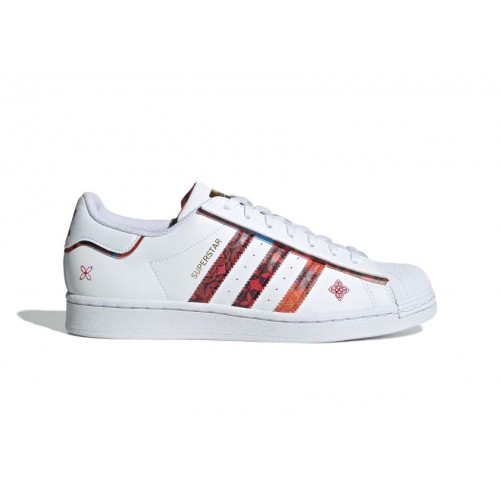 Кроссы adidas Superstar Lunar New Year White Red - мужская сетка размеров