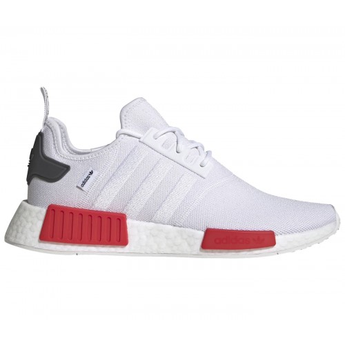 Кроссы adidas NMD R1 White Vivid Red - мужская сетка размеров