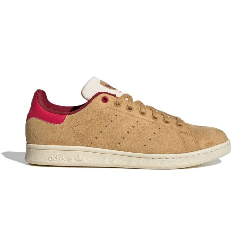 Кроссы adidas Stan Smith Golden Beige College Burgundy - мужская сетка размеров