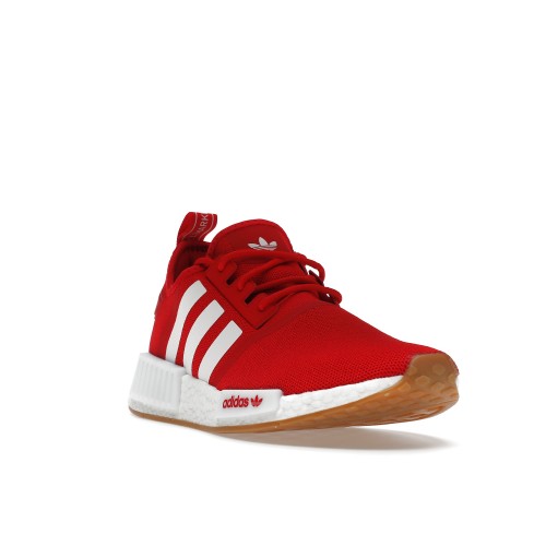 Кроссы adidas NMD R1 Vivid Red White Gum - мужская сетка размеров