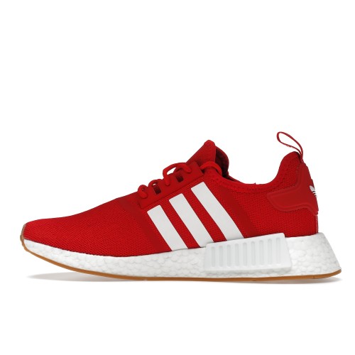 Кроссы adidas NMD R1 Vivid Red White Gum - мужская сетка размеров