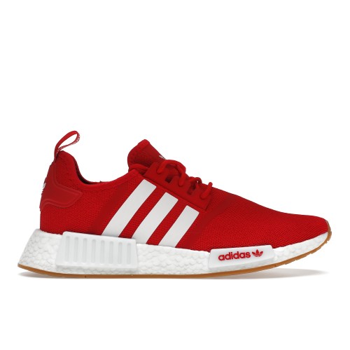 Кроссы adidas NMD R1 Vivid Red White Gum - мужская сетка размеров