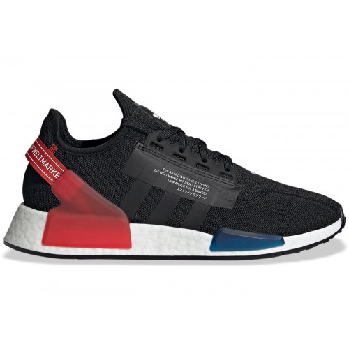 Кроссы adidas NMD R1 V2 Black Red Blue - мужская сетка размеров