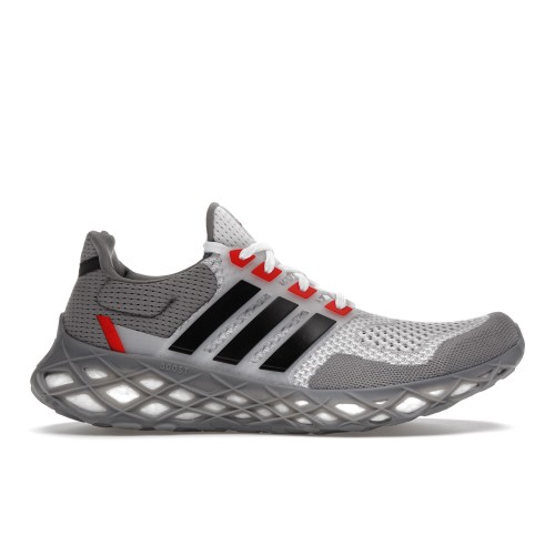 Кроссы adidas Ultra Boost Web DNA Grey Vivid Red - мужская сетка размеров