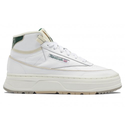 Кроссы Reebok Club C Geo Mid White Dark Green (W) - женская сетка размеров