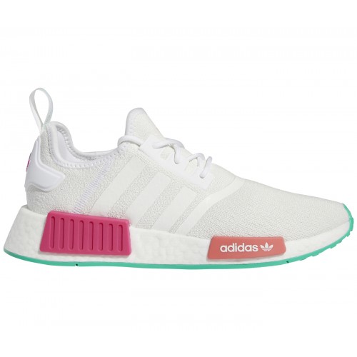 Кроссы adidas NMD R1 White Magenta Green (W) - женская сетка размеров