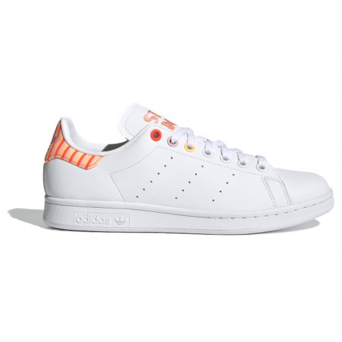 Кроссы adidas Stan Smith White Pink Solar Red (W) - женская сетка размеров