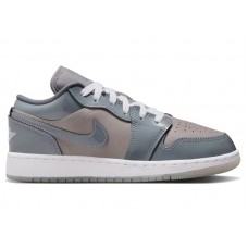Подростковые кроссовки Jordan 1 Low SE Medium Grey Cool Grey White (GS)