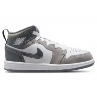 Детские кроссовки Jordan 1 Mid SE White Medium Grey Cool Grey (PS)
