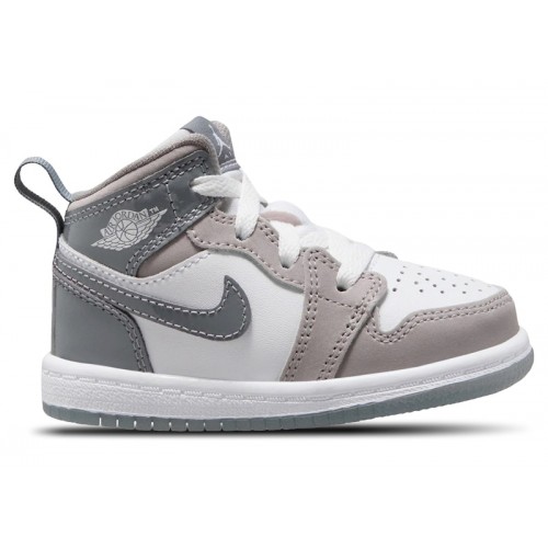 Кроссы Jordan 1 Mid SE White Medium Grey Cool Grey (TD) - детская сетка размеров