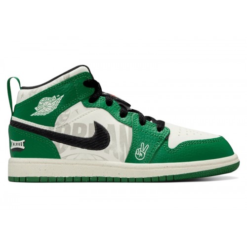 Кроссы Jordan 1 Mid SE Overbranded (PS) - детская сетка размеров