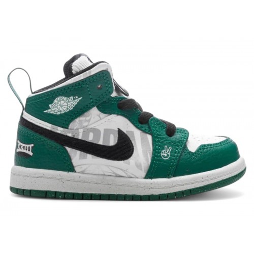 Кроссы Jordan 1 Mid SE Overbranded (TD) - детская сетка размеров