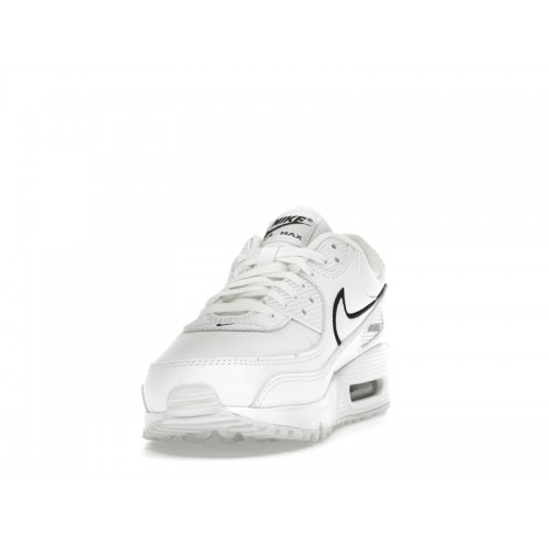 Кроссы Nike Air Max 90 White Black Outlined Swoosh - мужская сетка размеров