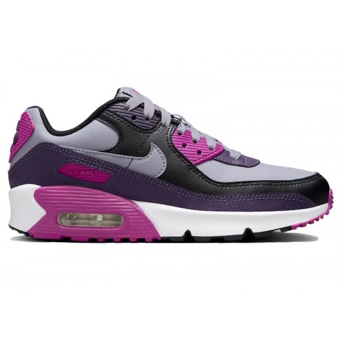Кроссы Nike Air Max 90 Cement Grey Dark Raisin (GS) - подростковая сетка размеров