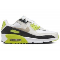 Подростковые Nike Air Max 90 White Cyber Dark Smoke Grey Khaki (GS)