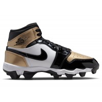 Подростковые кроссовки Jordan 1 Mid Cleat Patent Gold Toe (GS)