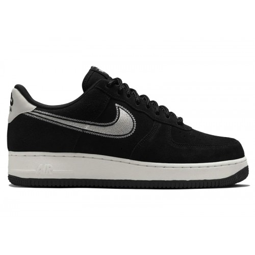 Кроссы Nike Air Force 1 Low 07 LV8 Black Sail Embroidered Swoosh - мужская сетка размеров