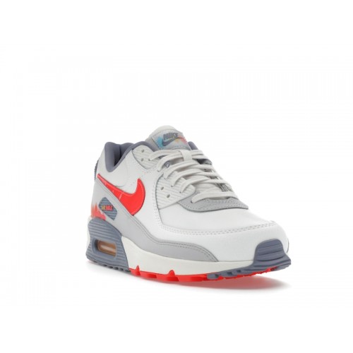 Кроссы Nike Air Max 90 Premium Summit White Ashen Slate Pure Platinum Bright Crimson - мужская сетка размеров
